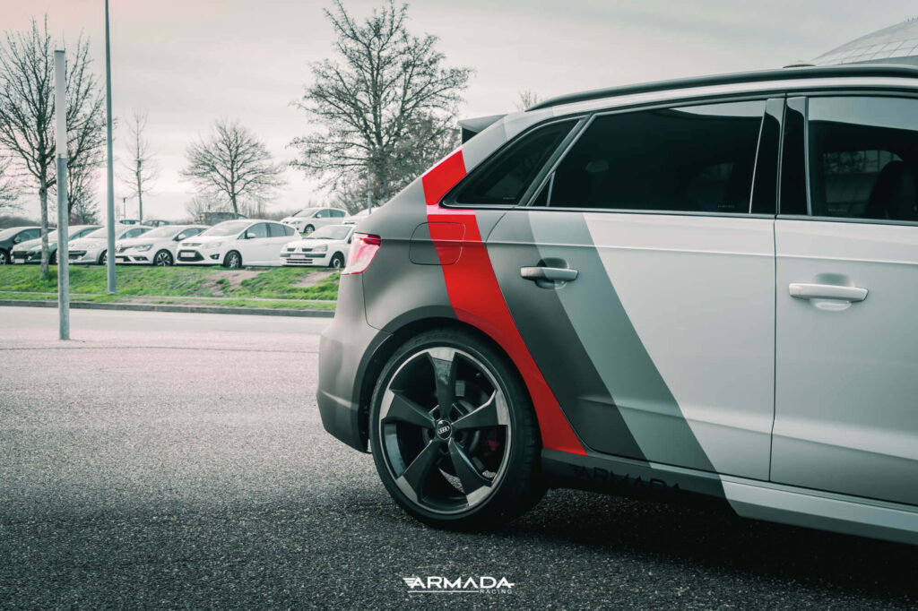 covering audi RS3 blanche bandes type rsr wrapping car inspiration livery