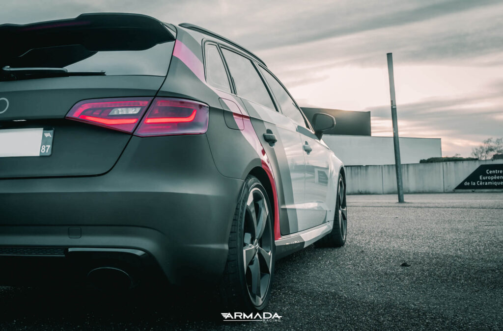 covering audi RS3 blanche bandes type rsr wrapping car inspiration livery