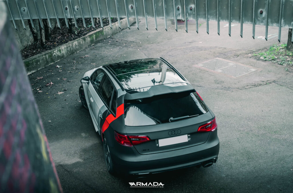 covering audi RS3 blanche bandes type rsr wrapping car inspiration livery