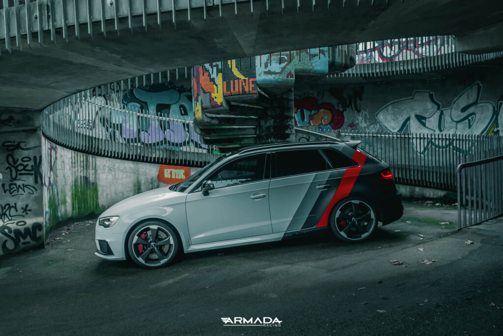 covering audi RS3 blanche bandes type rsr wrapping car inspiration livery
